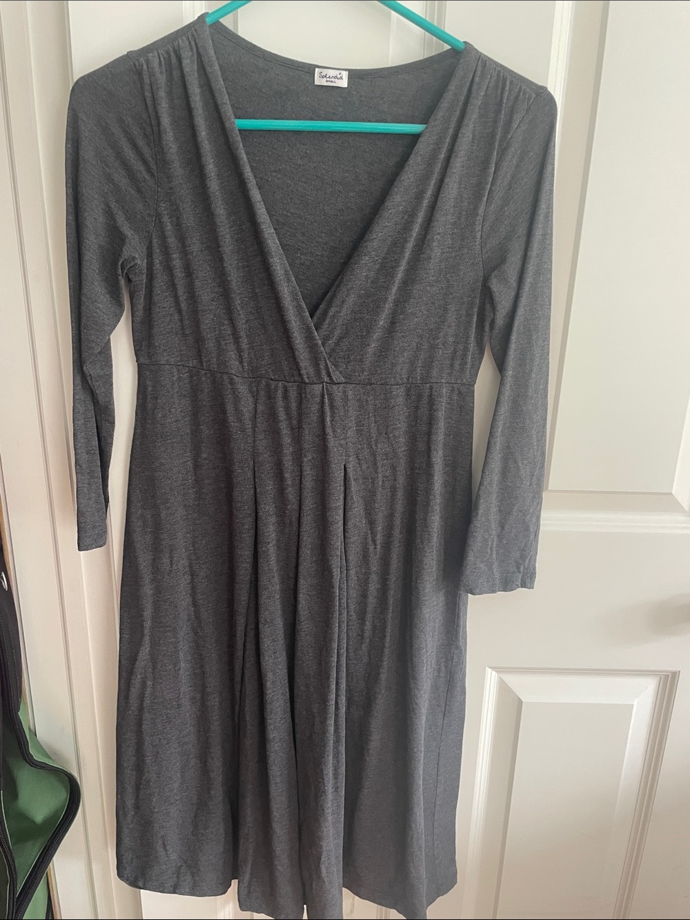 Splendid Charcoal Gray Long Sleeve Wrap-Style Dress